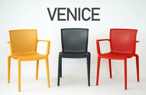Plastová záhradná stolička Venice s podrúčkami 98 modrá