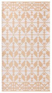 Koberec béžový syntetický materiál 80 x 150 cm izbový vonkajší s geometrickým vzorom moderný balkón a terasa