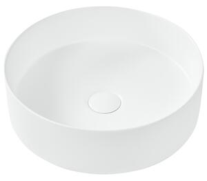 Kúpeľňové umývadlo na dosku biele keramické okrúhle ⌀ 36 cm moderný štýl kúpeľňa