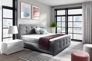 Čalúnená posteľ CELESTE - 160x200, šedá + topper ZDARMA