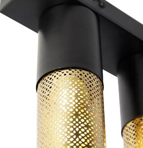 Industriálne stropné svietidlo čierne so zlatými 2 svetlami - Raspi