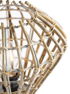 Vidiecka stolná lampa statív bambus s bielou - Canna Diamond