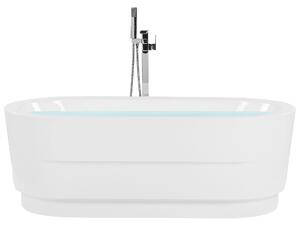 Voľne stojaca vaňa biela sanitárny akrylát 170 x 80 cm oválna pre jednu osobu moderný miminalistický dizajn