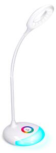 Solight LED stolná stmievateľná lampa s RGB podsvietením, 5W, studená biela, dobíjateľná, biela