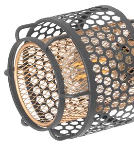 Dizajnové stropné svietidlo čierne so zlatým 4-svetlom - Noud