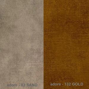 Zltahala.sk Modulová sedacia súprava PIXEL - roh + taburet, pravá, sv. hnedá / zlatá (Adore 03 Sand / Adore 132 Gold)