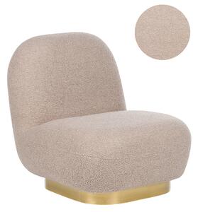 Kreslo béžové buklé čalúnenie zlatý podstavec súčasný glamour art deco dizajn