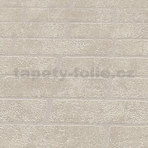 Vliesové tapety na stenu IMPOL 10411-02, rozmer 10,05 m x 0,53 m, tehla krémová s metalickou škárou, Erismann