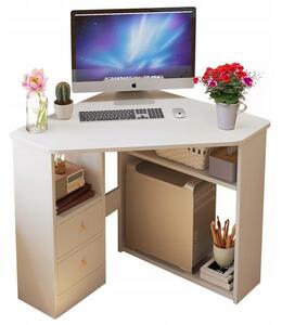 Rohový trojstranný PC stôl so stolíkmi Moderný biely loft 80x75