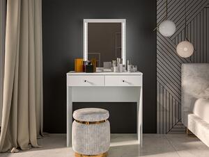Moderná Toaletný Stolík z podswietlanym zrkadlom i zásuvkami Bijou 01 - Biely