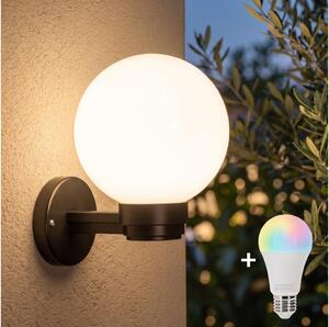 Brilagi-LED RGBW Vonkajšie nástenné svietidlo HARBOR 1xE27/12W/230V IP33 čierna/biela