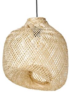 Závesná lampa prírodná bambusové tienidlo nepravidelný tvar pletený dizajn osvetlenie boho štýl obývacia izba jedáleň
