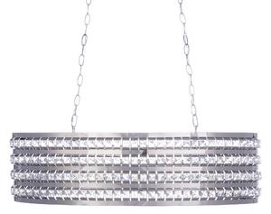 Závesná lampa strieborná kov krištáľ oválny tvar 108 cm chromovaný povrch moderný glamour štýl obývačka