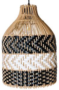 Závesná lampa čierna biela ratanové tienidlo železný rám závesná lampa boho štýl ručná výroba osvetlenie