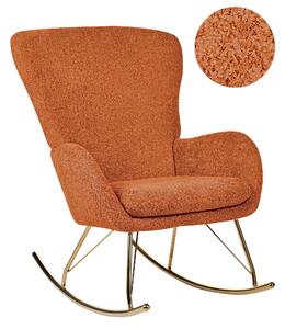 Hojdacie kreslo oranžové buklé čalúnenie zlaté kovové nohy tradičný retro dizajn