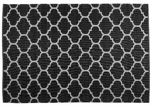 Koberec čierny a biely obojstranný syntetický materiál 140 x 200 cm vonkajší a izbový so vzorom