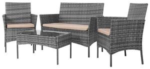 SPRINGOS Zostava záhradného nábytku: technoratanová pohovka, kreslá a stôl s tvrdeným sklom GF0058 "ALABAMA"