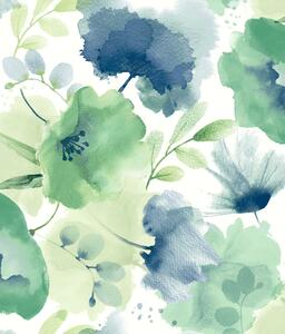 Zeleno-modrá vliesová kvetinová tapeta, BL1774, Blooms Second Edition Resource Library, York