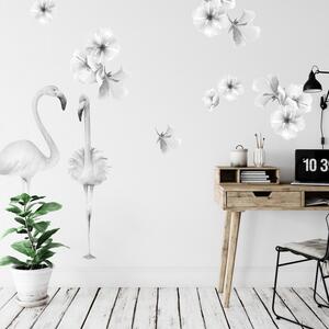 INSPIO-textilná prelepiteľná nálepka - Samolepky na stenu Sivé kvety