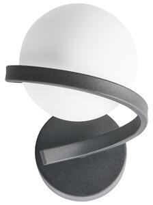 Nástenná lampa čierna kovová guľaté sklenené tienidlo elegantné moderné minimalistické svietidlo