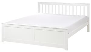 Posteľ biela borovicové drevo MDF 160 x 200 cm s čelom minimalistický škandinávsky štýl spálňa