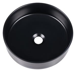 Kúpeľňové umývadlo na dosku čierne keramické okrúhle ⌀ 36 cm moderná kúpeľňa