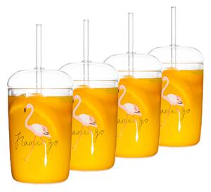Pohár s vrchnákom a slamkou (4 ks) Hotcool Typ 7 250 ml - priehľadná