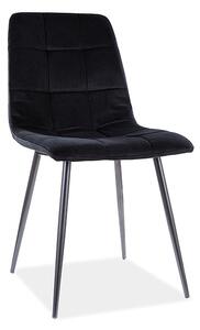 Čierna zamatová jedálenská stolička MILA MATT s čiernymi nohami