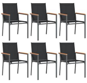 Záhradné stoličky 6 ks čierne 55x61,5x90 cm textilén a oceľ
