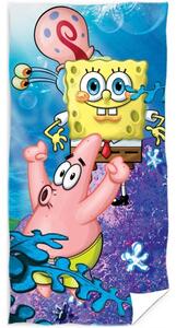 Detská plážová osuška SpongeBob s Garym a Patrikom - 100% bavlna - 70 x 140 cm