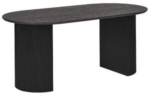 Jedálenský stôl čierny MDF vrchná doska 180 x 90 cm oválny tvar nohy s drážkovaným povrchom moderný štýl kuchyňa jedáleň