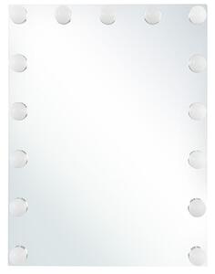 Nástenné zrkadlo s LED svetlom biele 40 x 50 cm obdĺžnikové Hollywoodske zrkadlo so žiarovkami na toaletný stolík