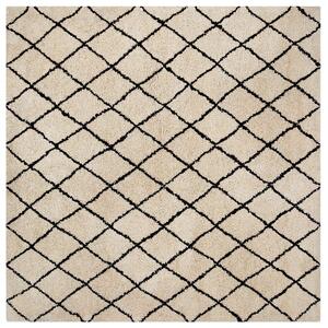 Koberec béžová a čierna polyester 200 x 200 cm geometrický vzor moderný štýl obývačka spálňa