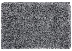 Shaggy koberec s vysokým vlasom čierno-biely polyesterový 200 x 300 cm obdĺžnikový jednofarebný