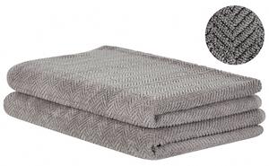 Sada 2 uterákov sivá froté bavlna 100 x 150 cm vzor chevron osuška klasický moderný štýl kúpeľňa