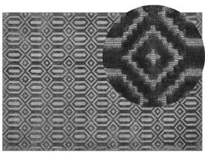 Koberec tmavosivý viskózový 160 x 230 cm s geometrickým vzorom ručne tkaný obývacia izba spálňa