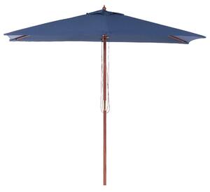 Záhradný slnečník modrý látkový brezové drevo 244 cm odolný voči poveternostným vplyvom