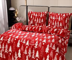 Obliečky mikroplyš CHRISTMAS TREES červené Rozmer obliečky: 70 x 90 cm | 140 x 200 cm