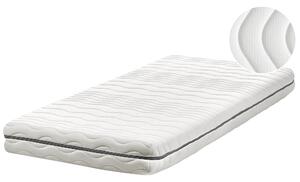 Matrac z pamäťovej peny biely so sivou polyester 90 x 200 cm na jednolôžkovú posteľ so snímateľným poťahom