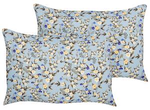 Sada 2 vonkajších vankúšov modrá polyester 40 x 60 cm obdĺžniková kvetinová potlač vzor dekoračný vankúš záhrada terasa