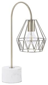 Stolná lampa biela mosadzná 50 cm kovové tienidlo tvar diamantu okrúhly stojan mramorový vzhľad obývačka spálňa