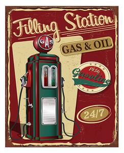 Nástenná kovová ceduľa Station Gas & Oil - 20*1*25 cm - Clayre & Eef