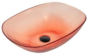 Umývadlo na dosku červené priehľadné z materiálu solid surface 54 x 36 cm moderná kúpeľňa