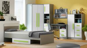 Študentský nábytok s posteľou 90x200 COLOSO 1 - antracitový / biely / zelený