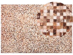 Koberec z hovädzej kože hnedý kožený 160 x 230 cm patchworkový ručne vyrobený moderný boho
