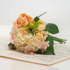 Kytička hortenzie a ruže BRIGITA ružovo-broskyňová. JULEST DY1-1864RUBR