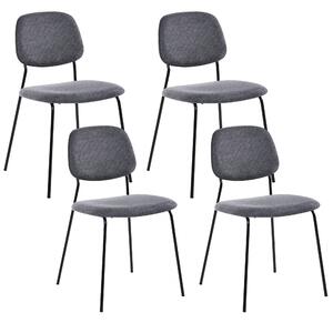 Sada 4 jedálenských stoličiek sivý polyester čierne železné nohy ochranné podložky moderný minimalistický dizajn jedáleň