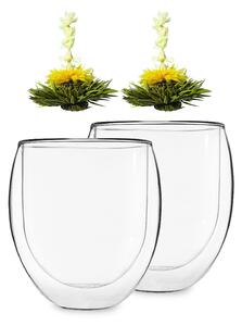 Feelino Ice, pohár, 320 ml, dvojstenné borosilikátové sklo, s čajovým kvetom