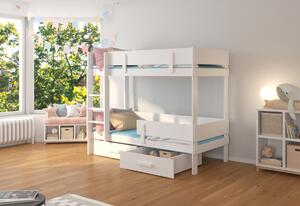 Detská poschodová posteľ ETIONA + 2x matrac, 80x180, biela