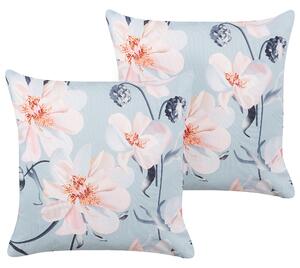 Sada 2 záhradných vankúšov modrá polyester kvetinový vzor 45 x 45 cm moderné vonkajšie dekorácie vodoodolné